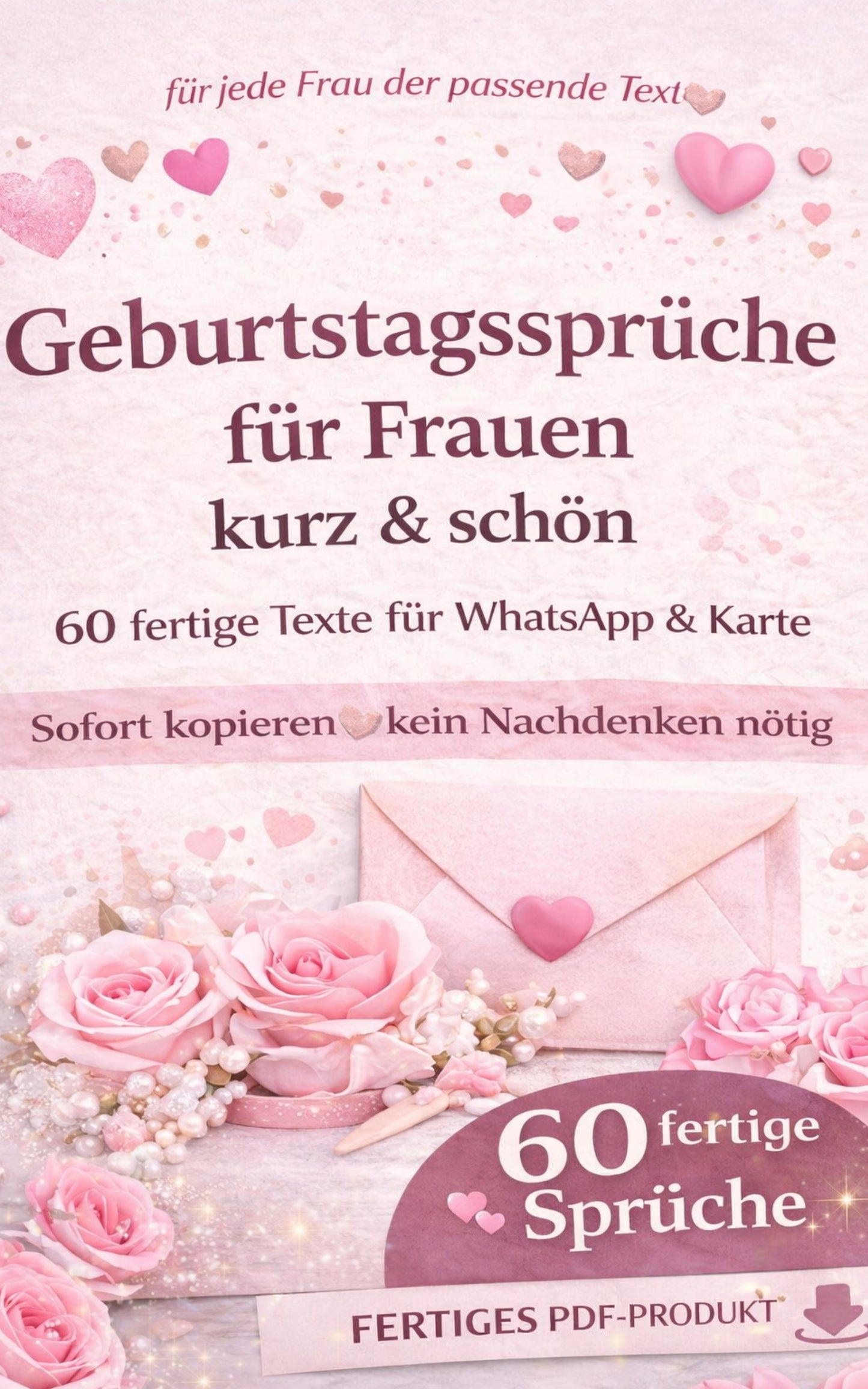 Geburtstagssprüche für Frauen - 60 fertige Texte zum Kopieren (PDF Download)