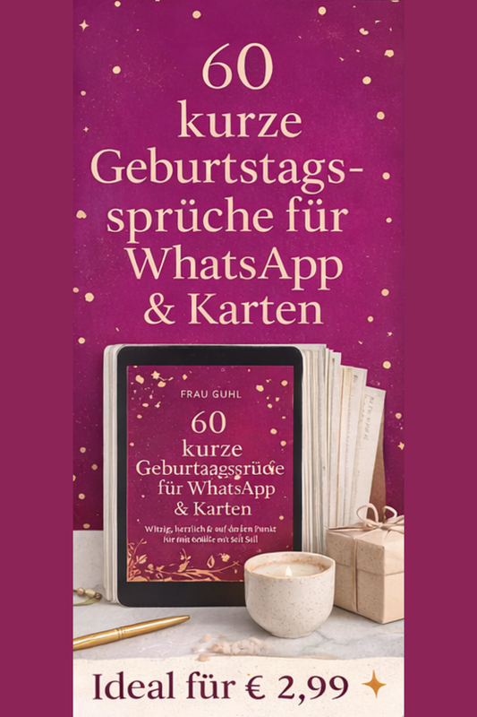 60 kurze Geburtstagssprüche für WhatsApp & Karten - PDF Sofort Download