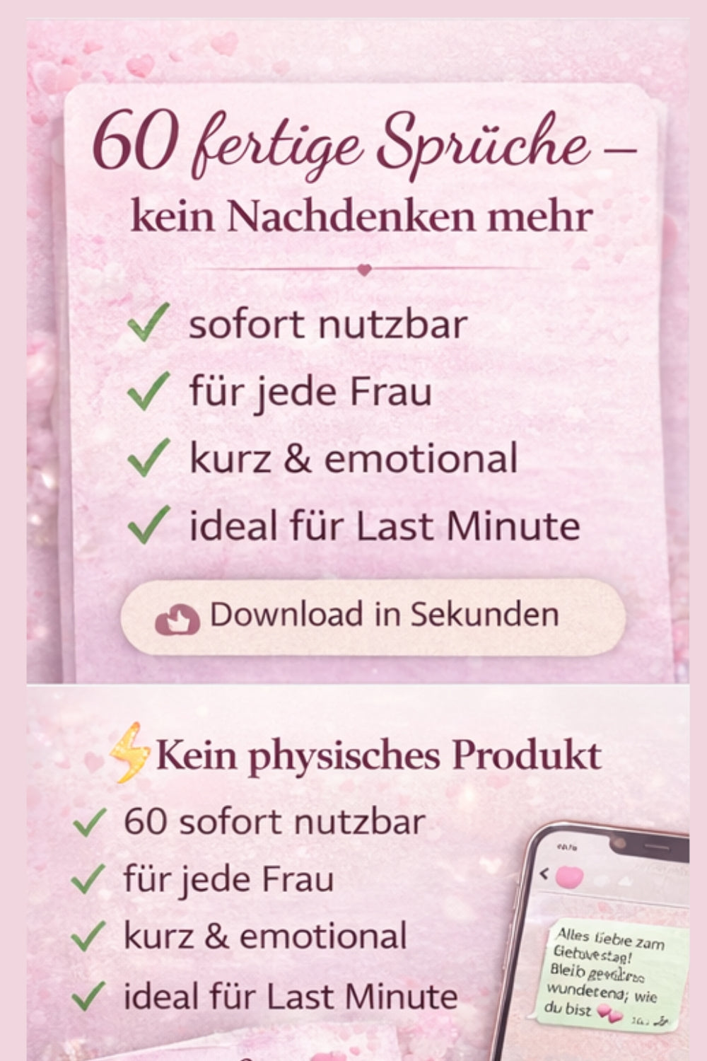 Geburtstagssprüche für Frauen - 60 fertige Texte zum Kopieren (PDF Download)